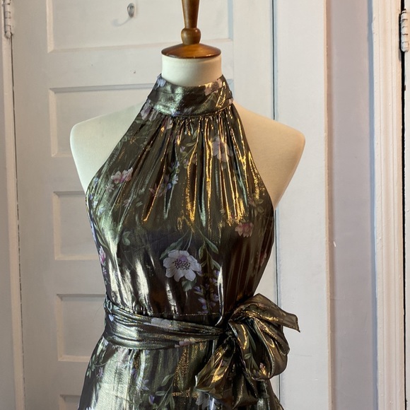 ML Monique Lhuillier Silk Blend Metallic Dress, Size 4 - Picture 9 of 17